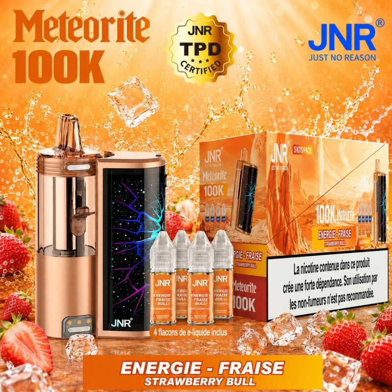 Puff JNR Météorite 100K — Énergie Fraise | 100 000 bouffées