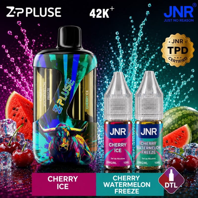 Puff JNR Z Pulse 42K — Cherry Ice + Cherry Watermelon Freeze | 42 000 bouffées