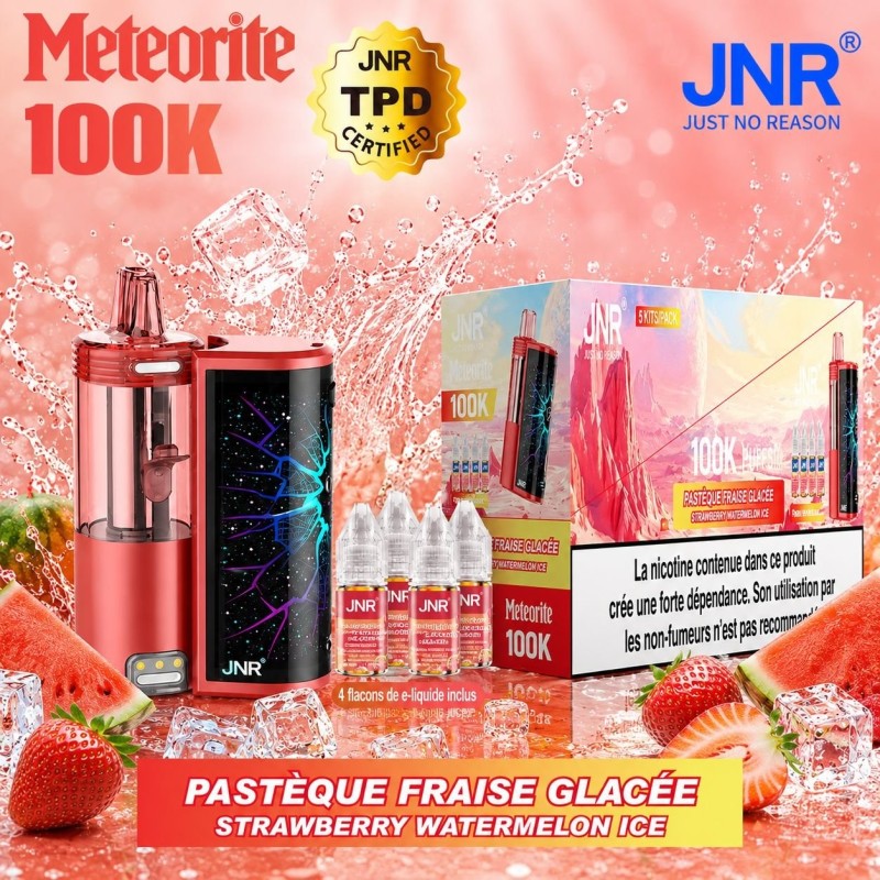Puff JNR Météorite 100K — Pastèque Fraise Cerise | 100 000 bouffées