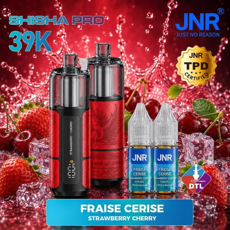 Puff JNR Shisha Pro 39K — Fraise Cerise | 39 000 bouffées