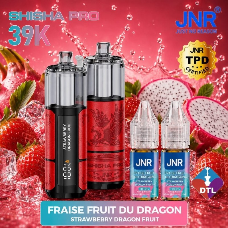 Puff JNR Shisha Pro 39K — Fraise Fruit du Dragon | 39 000 bouffées